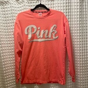 Victoria’s Secret PINK Coral Oversized Long Sleeve Logo Shirt